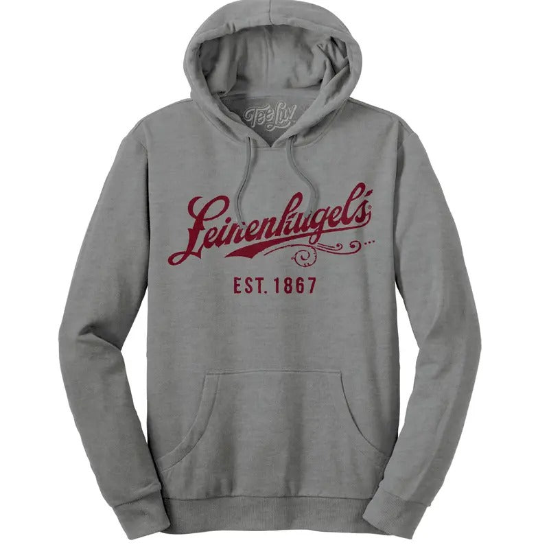 Leinenkugel's Beer Logo Pullover Hooded Sweatshirt - Gray T-Shirts, Hoodie | InkThreadWorks.com