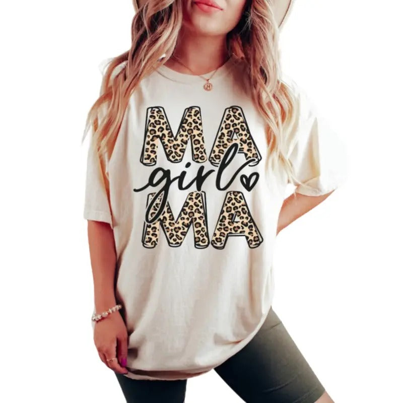 Leopard Girl Mama Shirt , Girl Mom Shirt , Mama Comfort Colors Shirt , Mother's Day Shirt , Mama Tshirt , Mama Graphic Tee Top Womenswear Underwear Lady Summer Streetwear