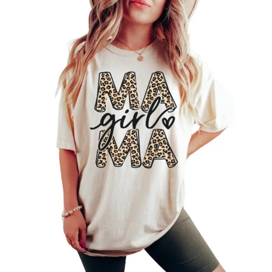 Leopard Girl Mama Shirt , Girl Mom Shirt , Mama Comfort Colors Shirt , Mother's Day Shirt , Mama Tshirt , Mama Graphic Tee Top Womenswear Underwear Lady Summer Streetwear