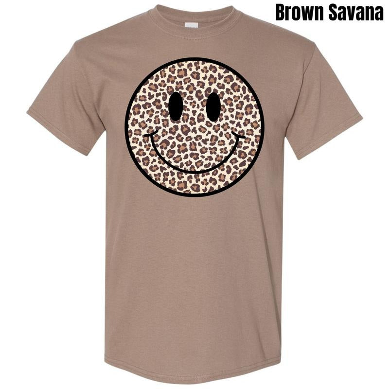Leopard Happy Face Gildan Short Sleeve T-Shirt 'NLB' Hoodie, Sweatshirt | InkThreadWorks.com