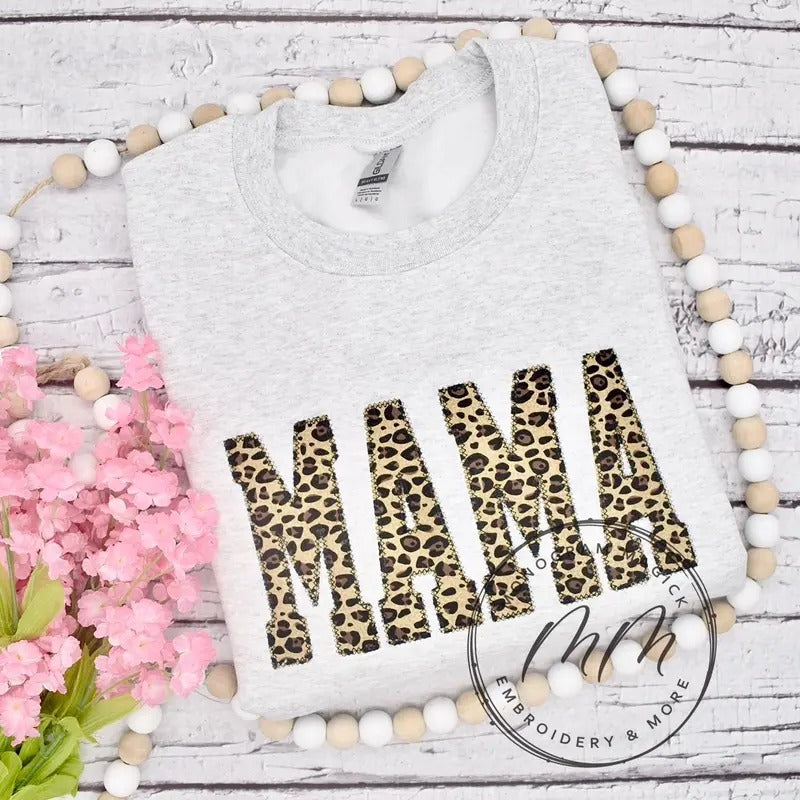 Leopard Mama Sweathshirt - CHOOSE ANY NAME Comfort Fit T-Shirts, Hoodie, Sweatshirt | InkThreadWorks.com