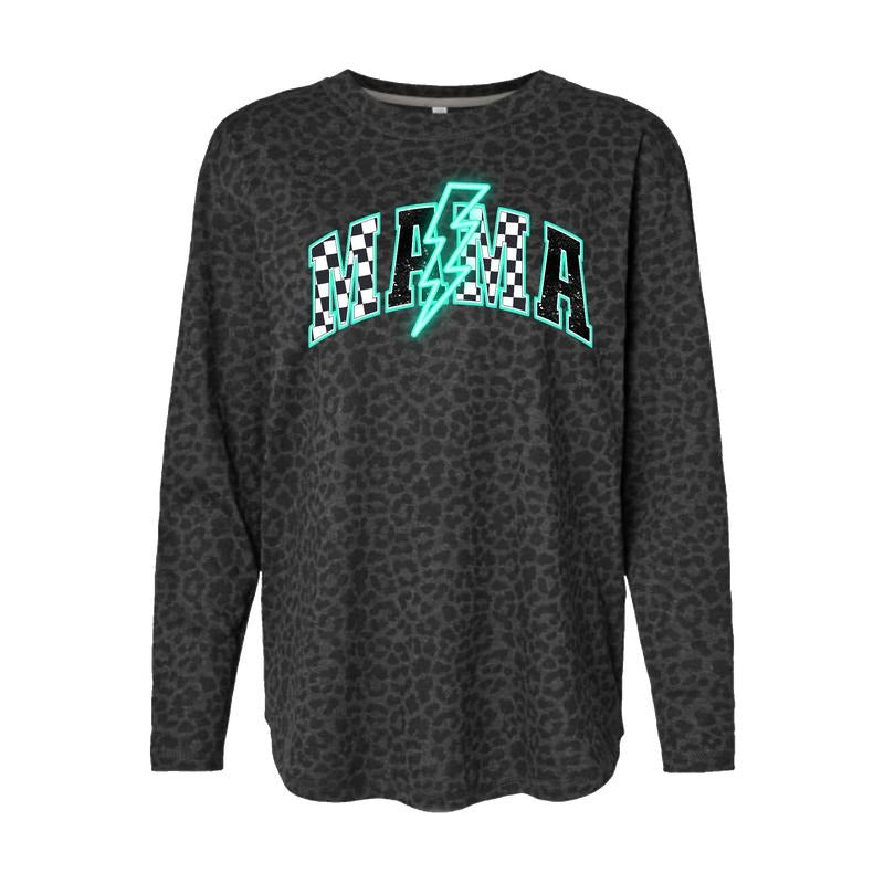 Leopard Print Long Sleeve Relaxed Fit Neon Mama Shirt Hoodie, Sweatshirt | InkThreadWorks.com