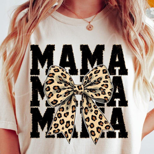 Leopard Print Mama Coquette Comfort Colors, Cheetah Bow Mom Life, Trendy Mama T-Shirt, Wild Mama Animal Print Comfort...