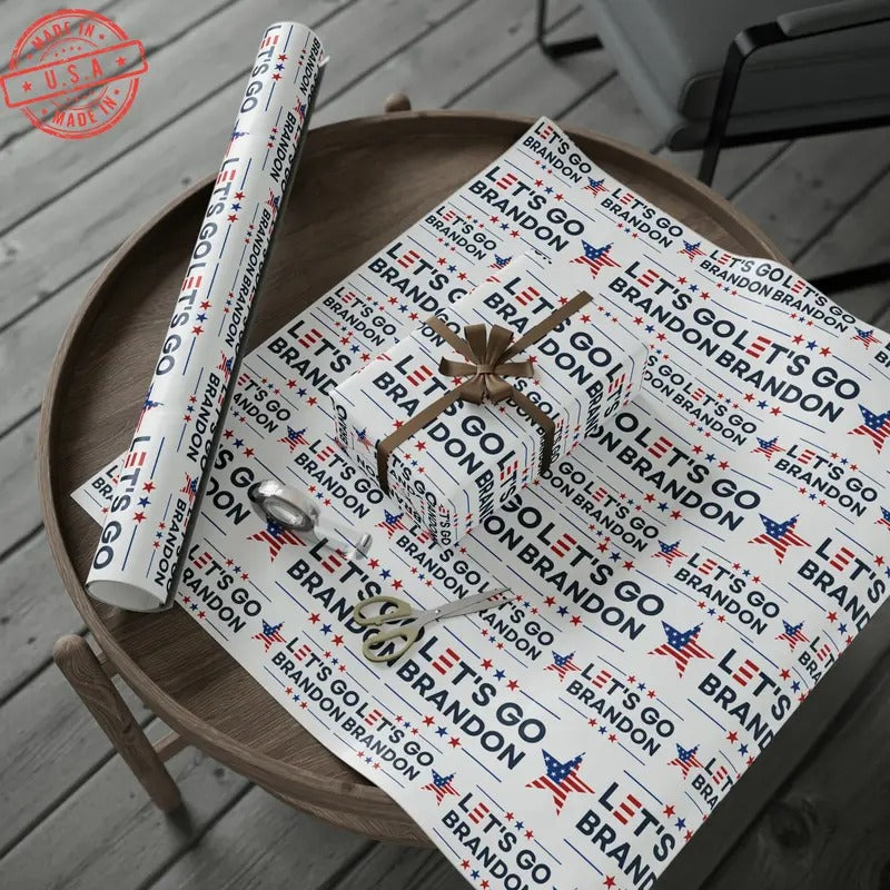 Let's Go Brandon Style USA Wrapping Paper for Gifts - Trump Maga Let's Go Brandon Trump Christmas Gift Wrap T-Shirts,...