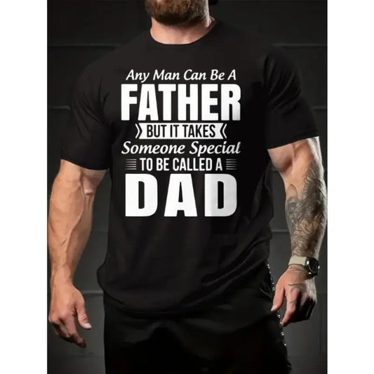 Letter FATHER DAD Graphic Print Mens Stylish Summer Short Sleeve Sports Crew Neck T-shirt - Ultra-Comfy, Trendy, and Breathable - Perfect for Outdoor Activities and Everyday Wear Made In USA