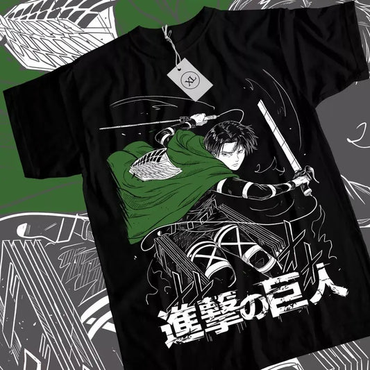 Levi Shingeki T-shirt No Kyojin Attack on Titan Anime AOT Unisex Shirt All Size