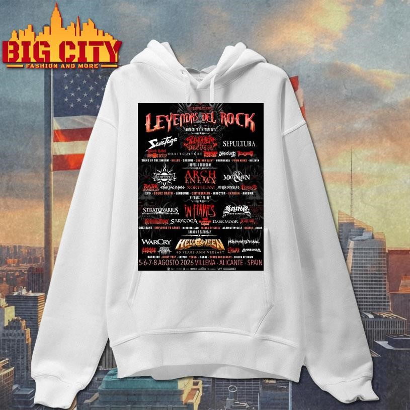 Leyendas Del Rock 2026 20Th Anniversary Full Lineup In Alicante Spain At Villena On 5 6 7 8 August 2026 Home Decor Poster  Shirt