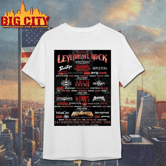 Leyendas Del Rock 2026 20Th Anniversary Full Lineup In Alicante Spain At Villena On 5 6 7 8 August 2026 Home Decor Poster  Shirt