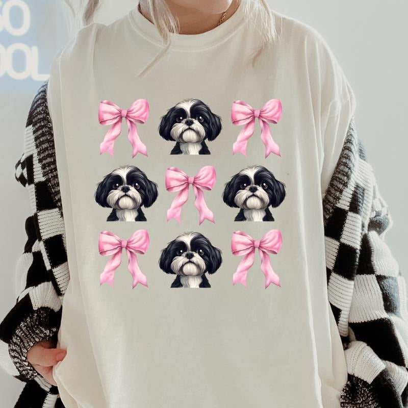 Lhasa Aspo with bows Shirt~ Unisex Apparel Relaxed Fit Printed In The USA Clothing Womenswear Casual Comfort Cotton Top...
