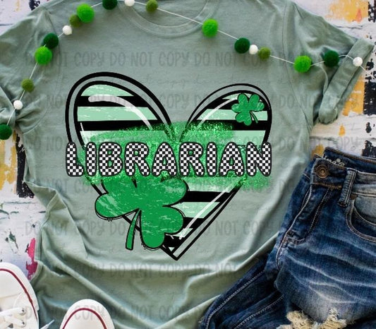 Librarian Clover Heart DTF Transfers - THIS IS NOT A SHIRT Hoodie, Sweatshirt | InkThreadWorks.com