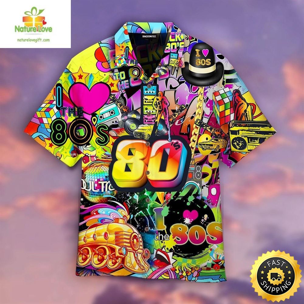 80s Music Hawaiian Shirt Colorful Aloha Party Shirt for Men Women