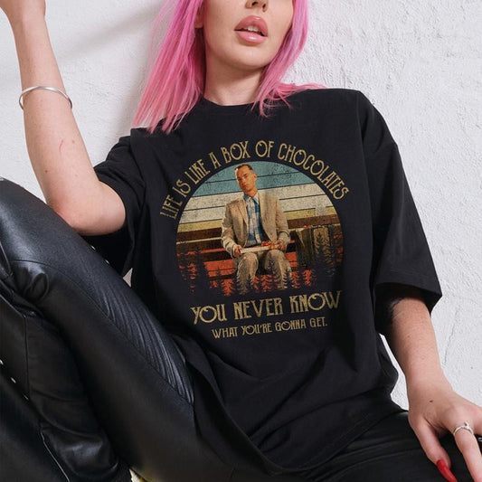 Life is Like a Box of Chocolates, Forrest Gump Shirt, Movie Quote Tee, Novelty T-shirt, Gift for Movie Lover, Funny Graphic