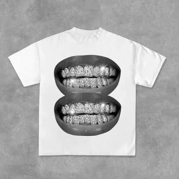 Lip Graphic Print Fashion Cotton T-Shirt, Y2k, Unisex T-Shirt, Gift For Men Women Womenswear Menswear Top Streetwear