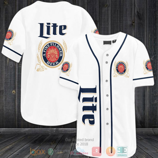 Lite A Fine Pilsner Beer white blue Baseball shirt