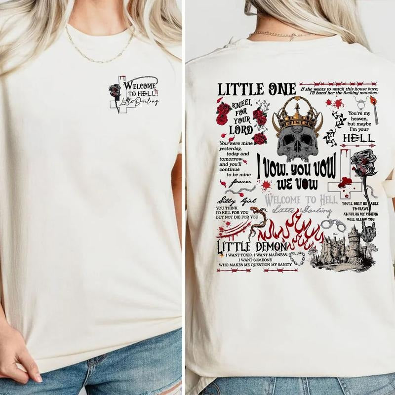 Little Darling Bookish Babe T Shirt For Book Lovers Literary Graphic Shirt Vow Bookish Shirt Dark Romance, Unisex Sweater Pullover Tee