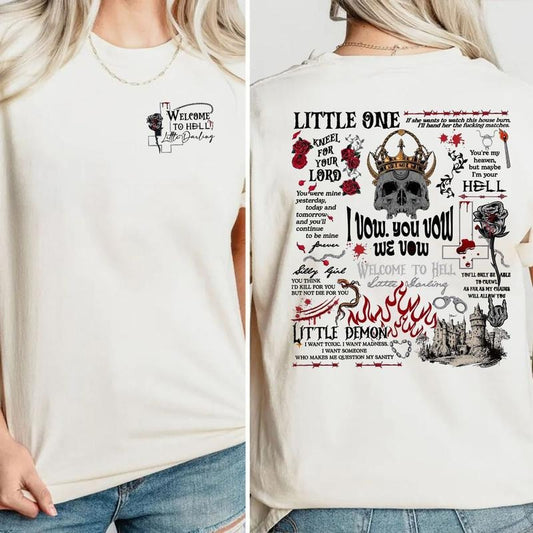Little Darling Bookish Babe T Shirt For Book Lovers Literary Graphic Shirt Vow Bookish Shirt Dark Romance, Unisex Sweater Pullover Tee