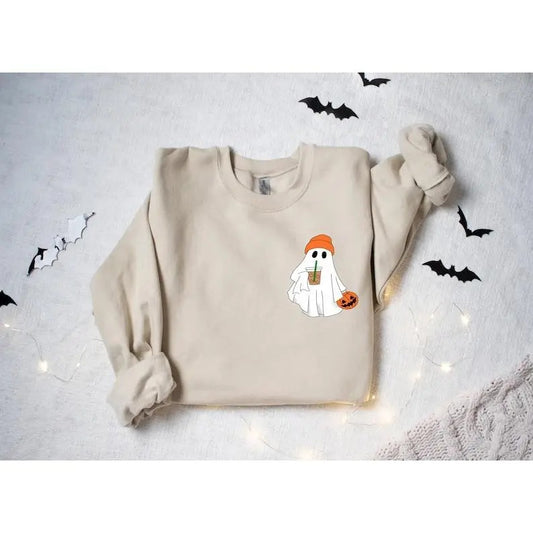 Little Ghost Ice Coffee Shirt, Ghost Sweatshirt, Halloween Tee, Cute Ghost Shirt, Little Ghost Ice Coffee Sweatshirt Hoodie