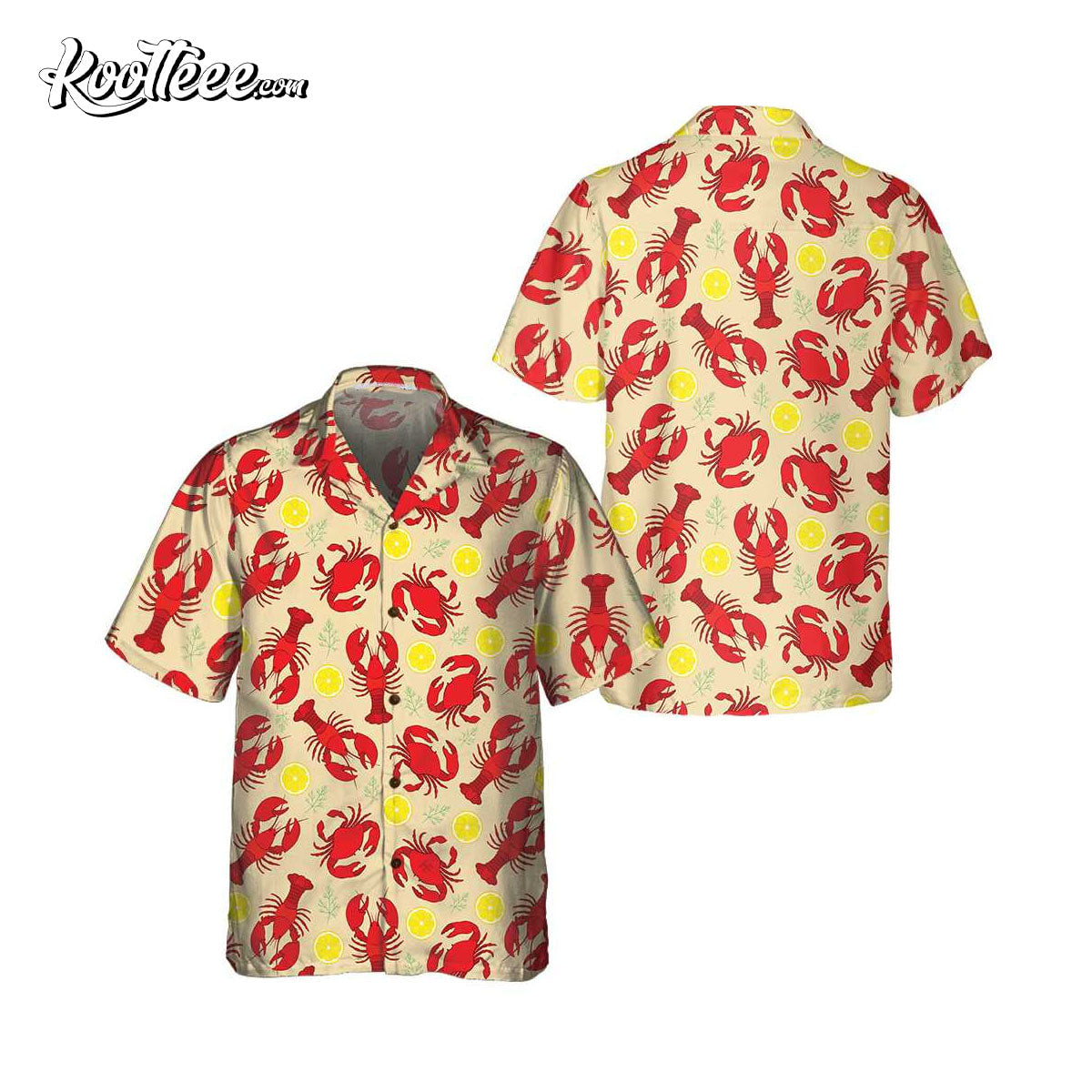 Lobster Crab And Lemon Pattern Hawaiian Shirt