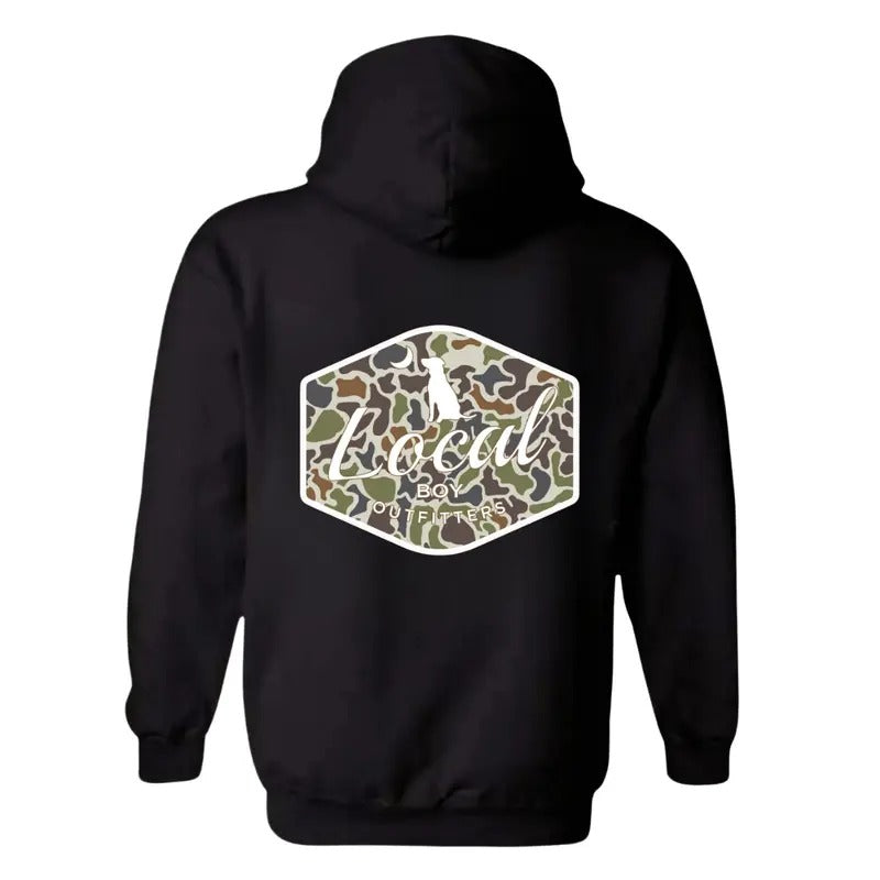 Local Boy Outfitters Hoodie - Bold Camo Logo Design, Ideal for Outdoor Enthusiasts and Hunters, Unisex Hoodie Offering...