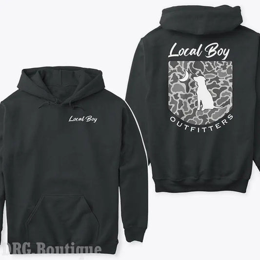 Local Boy Outfitters Hoodie, Camouflage Featuring a Dog and Moon for Outdoor Enthusiasts and Casual Wear Hooded Pullover...