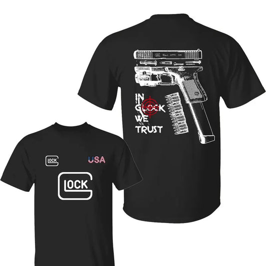 Lock USA 2 Side T-Shirt, In Glock We Trust Shirt, Sarcastic Graphic Tee, Unisex Classic Cotton Tee All Sizes, Gift For Him, For Her