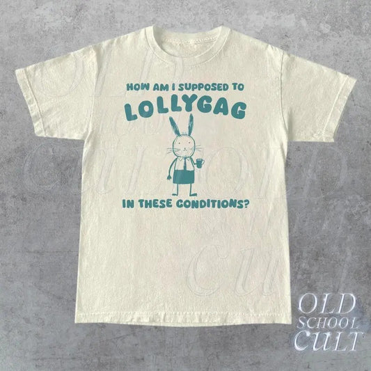 Lollygag Funny Graphic T-Shirt, Retro Unisex Adult T Shirt, Vintage Rabbit T Shirt, Nostalgia T Shirt, Relaxed Cotton Tees, Rabbit Loversstyle{n002}2