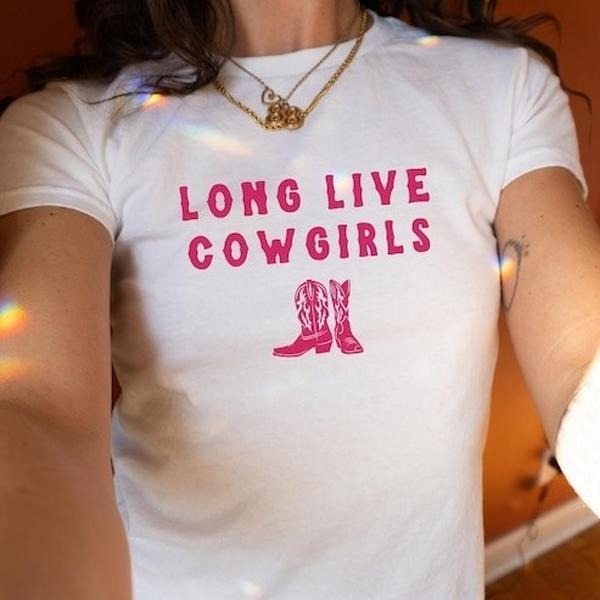 Long Live Cowgirls Baby Tee Country I Love Cowboys Shirt Collar Cotton Hoodie, Sweatshirt | InkThreadWorks.com