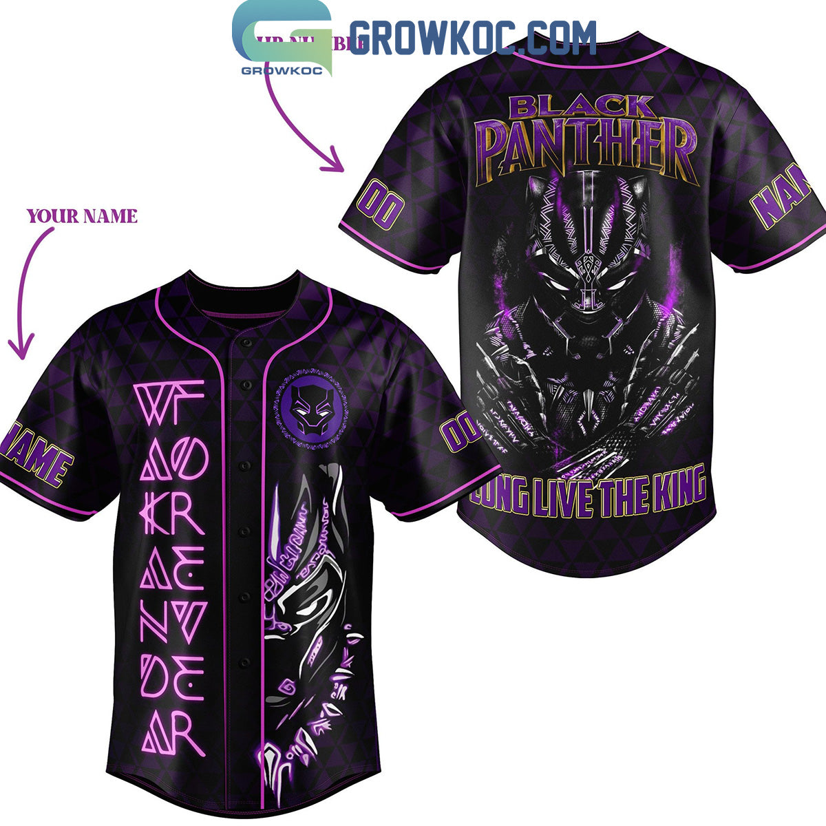 Long Live The King Black Panther Wakanda Forever Personalized Baseball Jersey