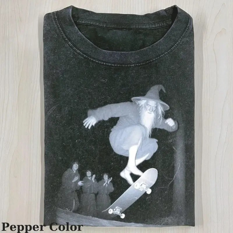 Lord of the Rings Vintage Tee, Galdalf Skateboarding T-Shirt, Meme Cringe Funny Dumb Shirts, Unisex Movie Shirt Menswear Womenswear Streetwear