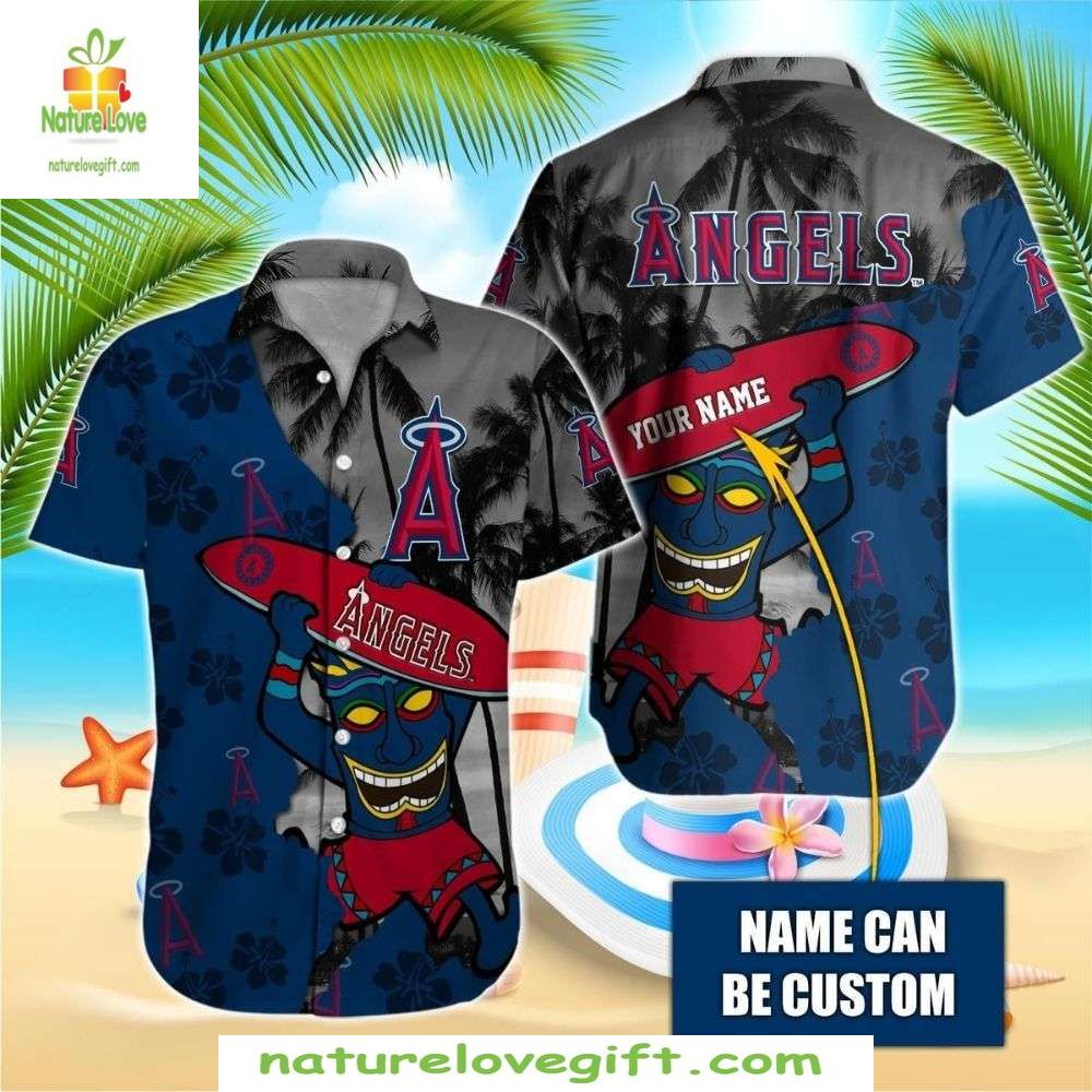 Los Angeles Angels MLB Hawaiian Shirt Custom Tiki Surfer Design YWKF696P