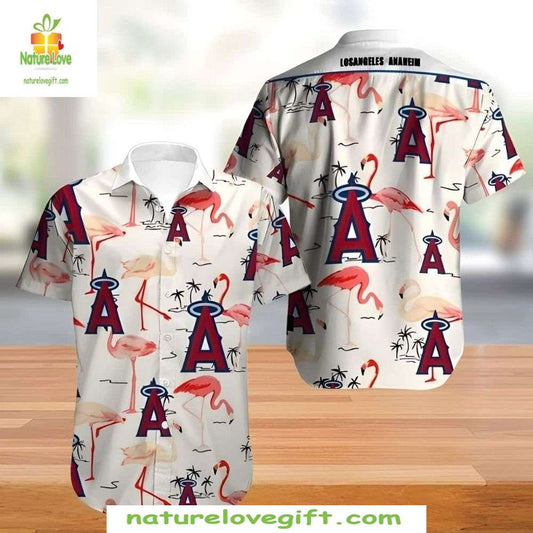 Los Angeles Angels Hawaiian Shirt Flamingo Tropical Aloha Baseball Apparel