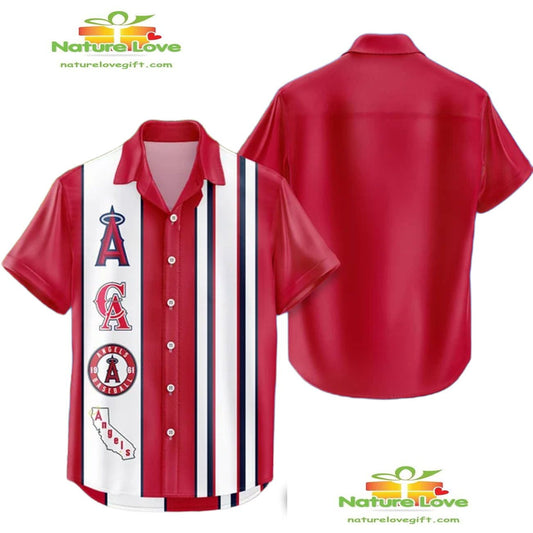 Los Angeles Angels Hawaiian Shirt Classic Color Contrast Aloha Shirt