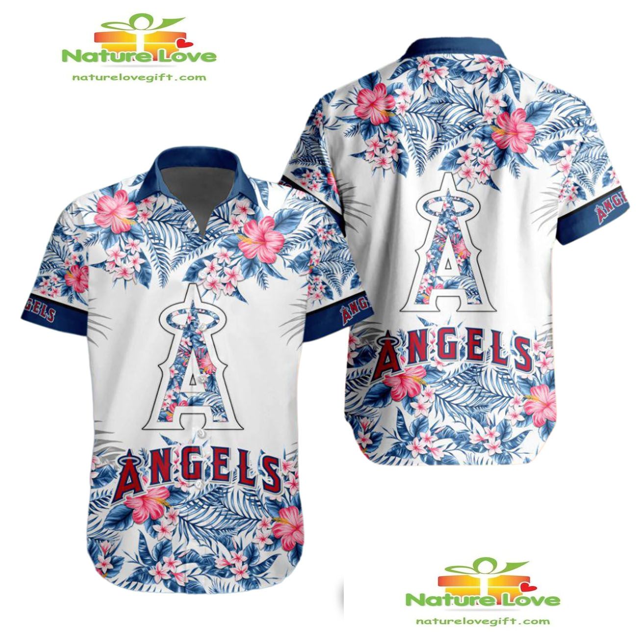 Los Angeles Angels Hawaiian Shirt Tropical Flower Design for Men Women