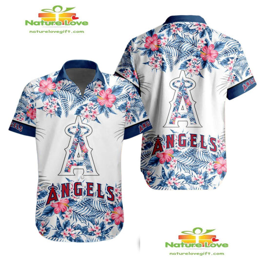 Los Angeles Angels Hawaiian Shirt Tropical Flower Design for Men Women