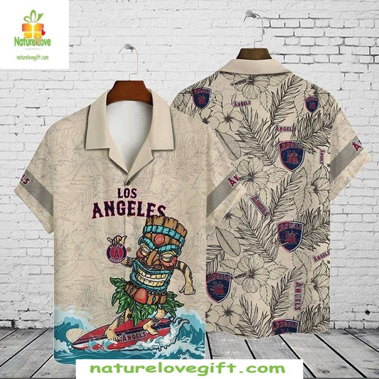 Los Angeles Angels Hawaiian Shirt MLB Baseball Aloha Tiki Wave Apparel