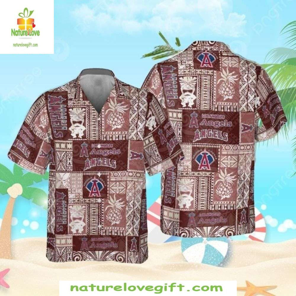 Los Angeles Angels Hawaiian Shirt Tribal Design MLB Baseball Apparel