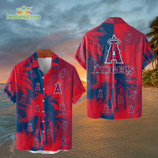 Los Angeles Angels Tropical Palm Trees MLB Hawaiian Shirt