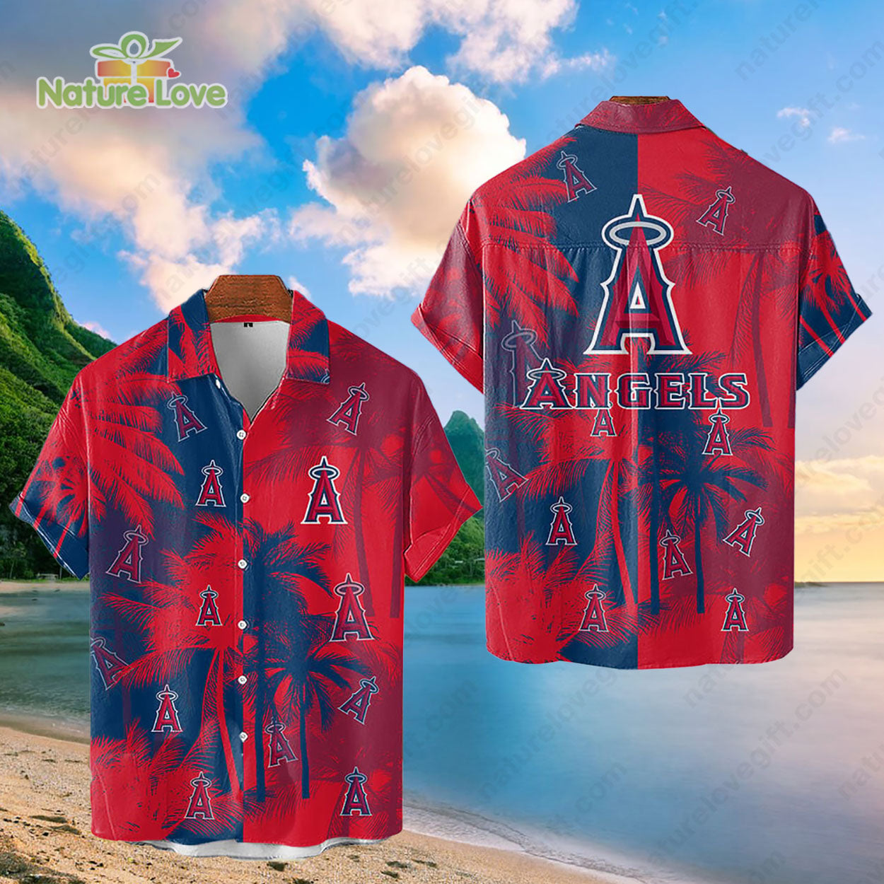 Los Angeles Angels Tropical Palm Trees MLB Hawaiian Shirt