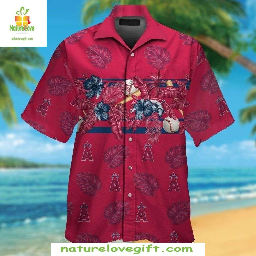 Los Angeles Angels Hawaiian Shirt Tropical Baseball Palm Aloha Shirt MLB