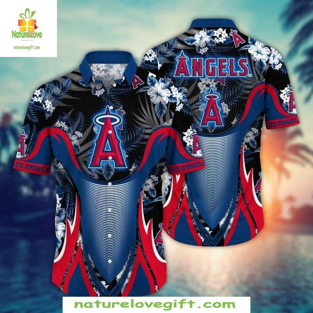 Los Angeles Angels Hawaiian Shirt MLB Baseball Apparel Waves Floral