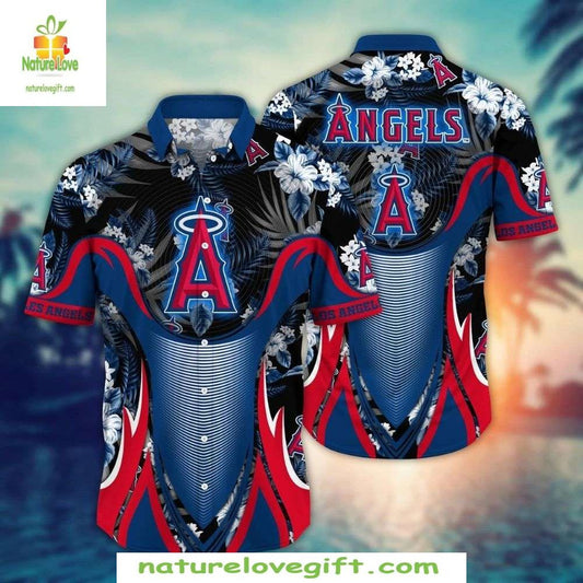 Los Angeles Angels Hawaiian Shirt MLB Baseball Apparel Waves Floral