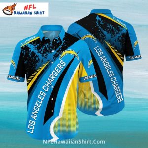 Los Angeles Chargers Aloha Shirt With Bold Stripes And Logos