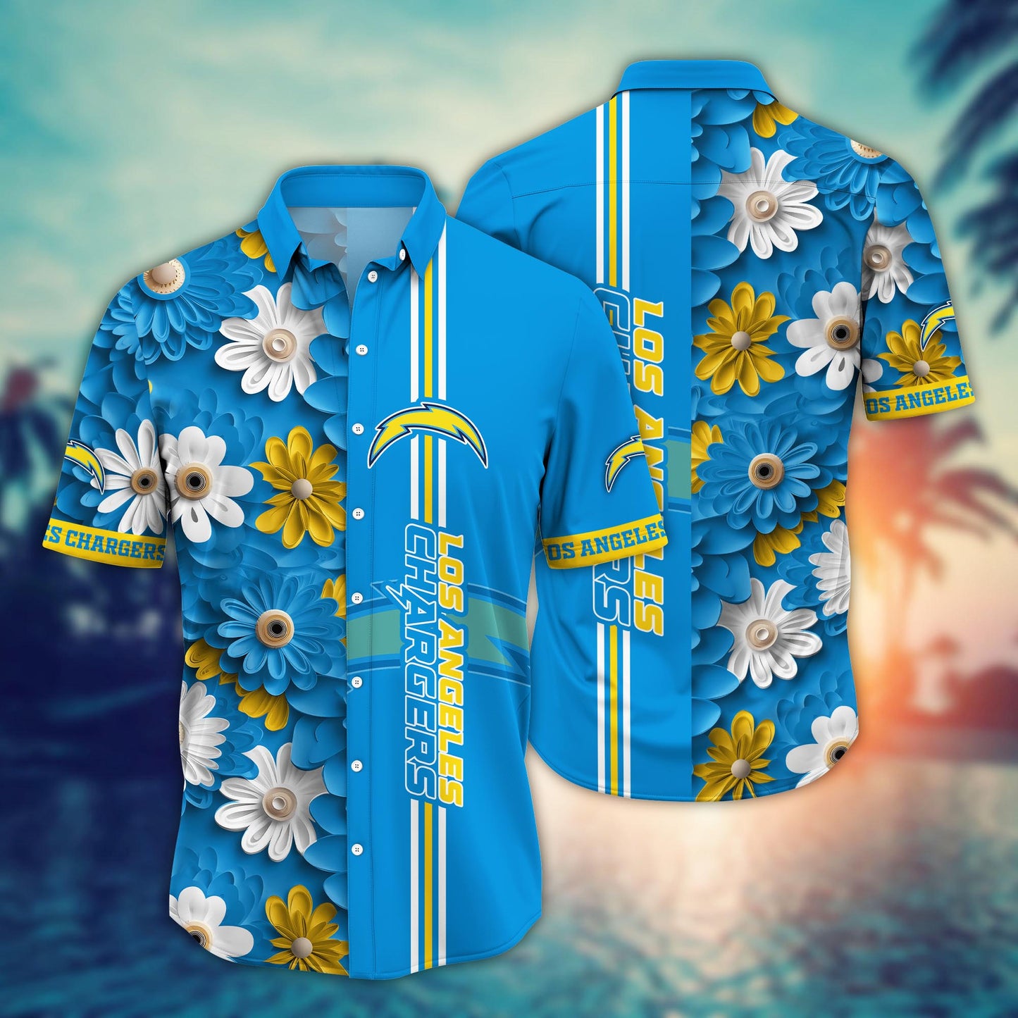 Los Angeles Chargers Hawaiian Shirt Bloom Wave Design 161137