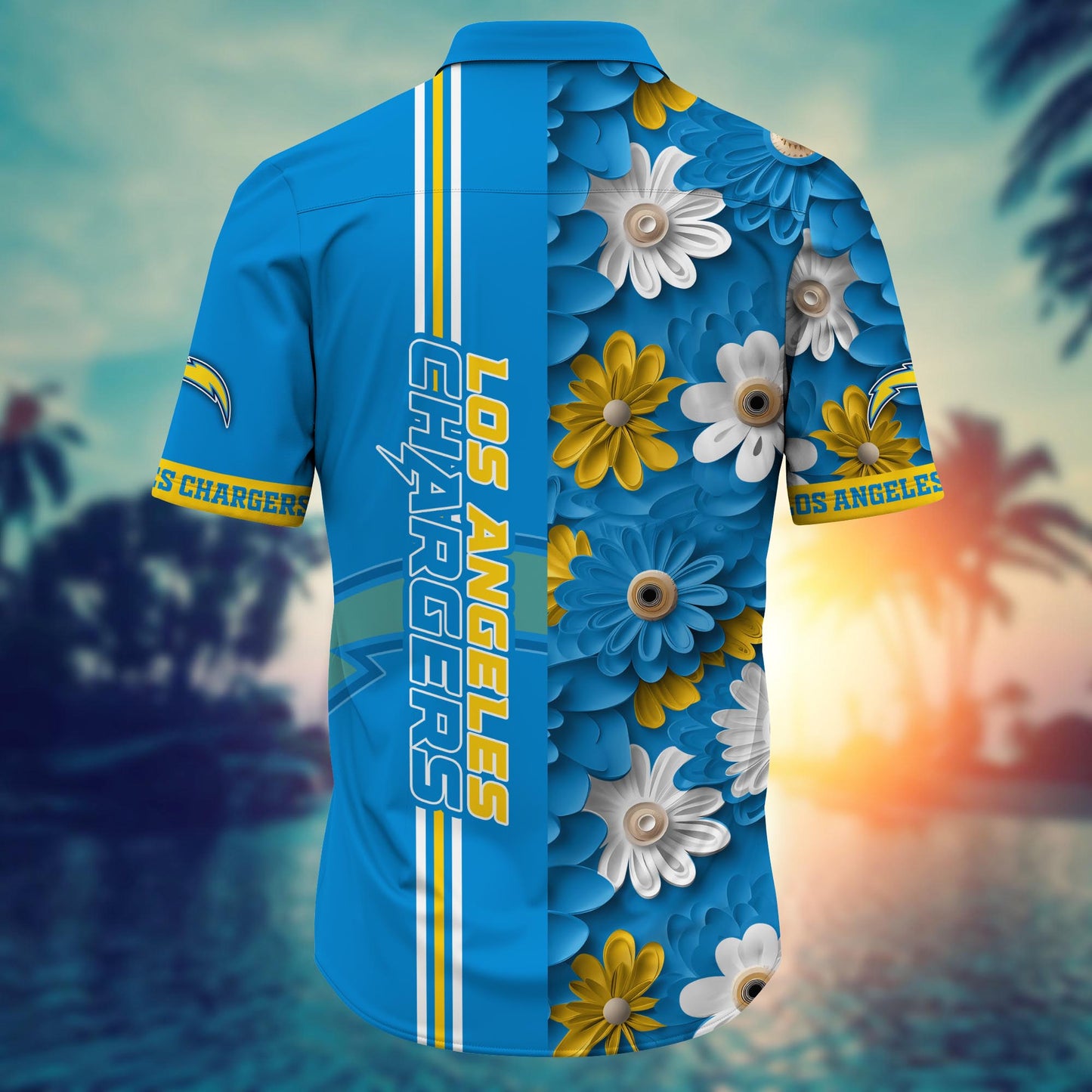 Los Angeles Chargers Hawaiian Shirt Bloom Wave Design 161137