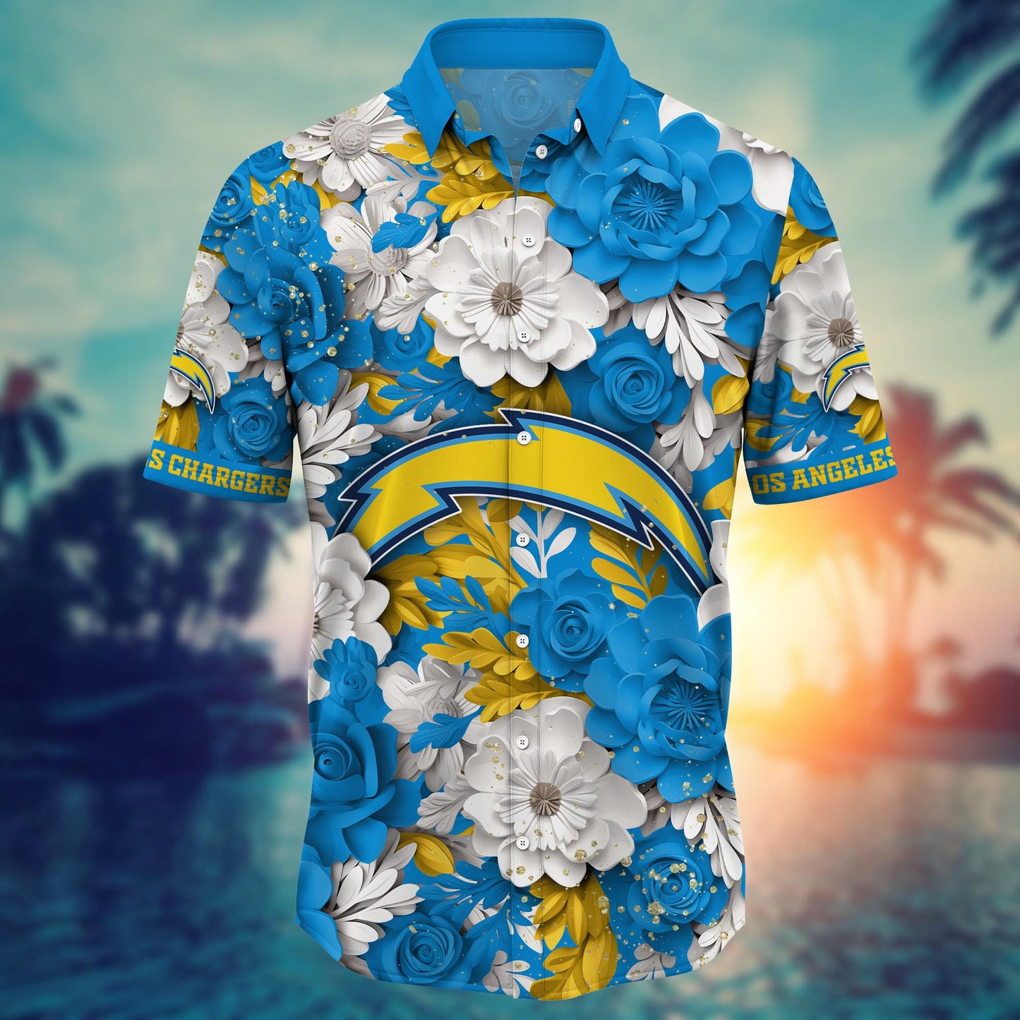 Los Angeles Chargers Floral Hawaiian Shirt Thunder Design 657405