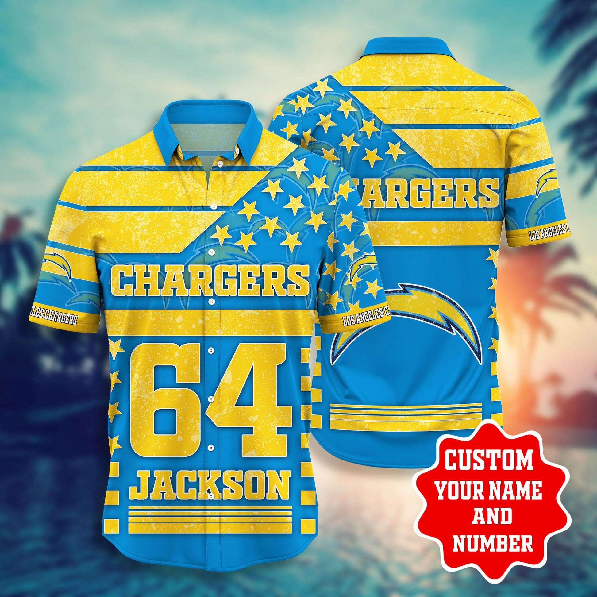 Los Angeles Chargers Hawaiian Shirt Star Stripes Design 424936