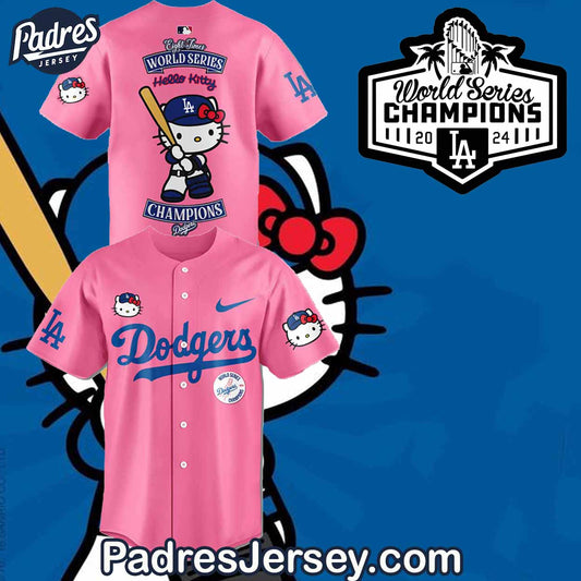 Los Angeles Dodgers World Series Champions Hello Kitty Pink Baseball Jersey - Padres Jersey Oasis: Elevate Your Baseball Style Game