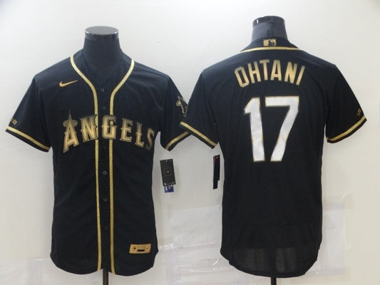 Los Angeles Angels #17 Shohei Ohtani Black Gold Edition Elite Adult 221