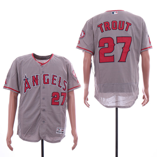Los Angeles Angels #27 Mike Trout Angels 27 Gray Elite