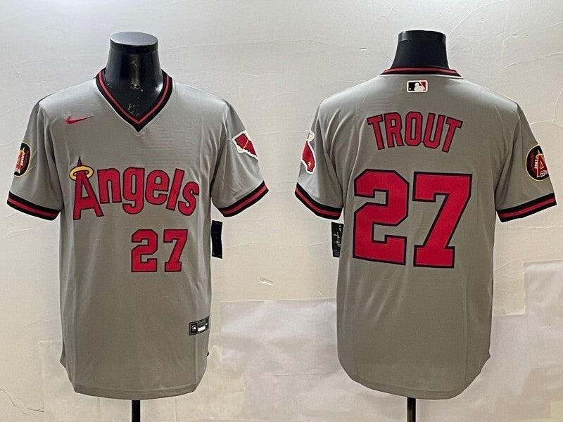 Los Angeles Angels #27 Mike Trout Angels Retro Adult Style 2